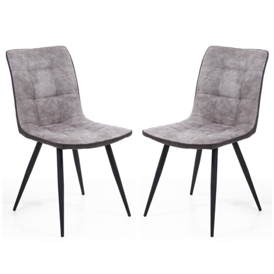 Rodeo Light Grey Suede Effect Dining Chair In A Pair