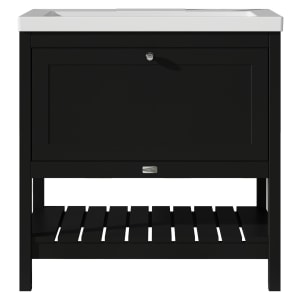 Bayswater Hartleigh Matt Black Traditional Freestanding Vanity Unit & 1 Tap Hole Modern Recessed Basin - 800mm