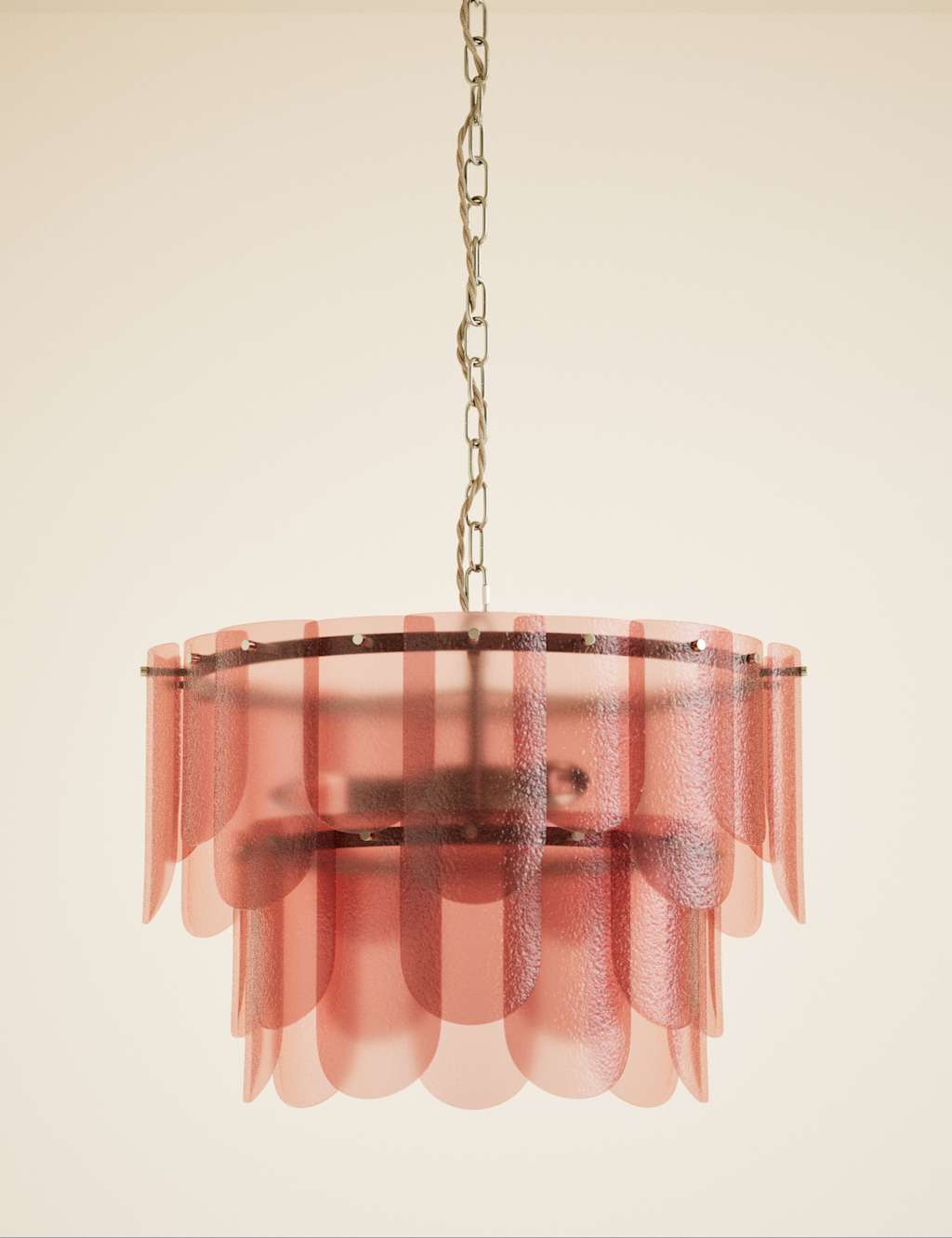 M&S Glass Mottled Chandelier Pink