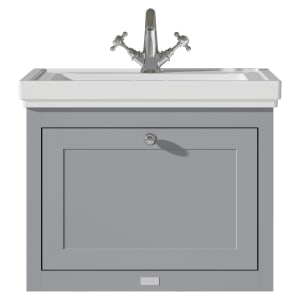 Bayswater Hartleigh Plummett Grey Traditional Wall Hung Vanity Unit & 1 Tap Hole Traditional Recessed Basin - 600mm