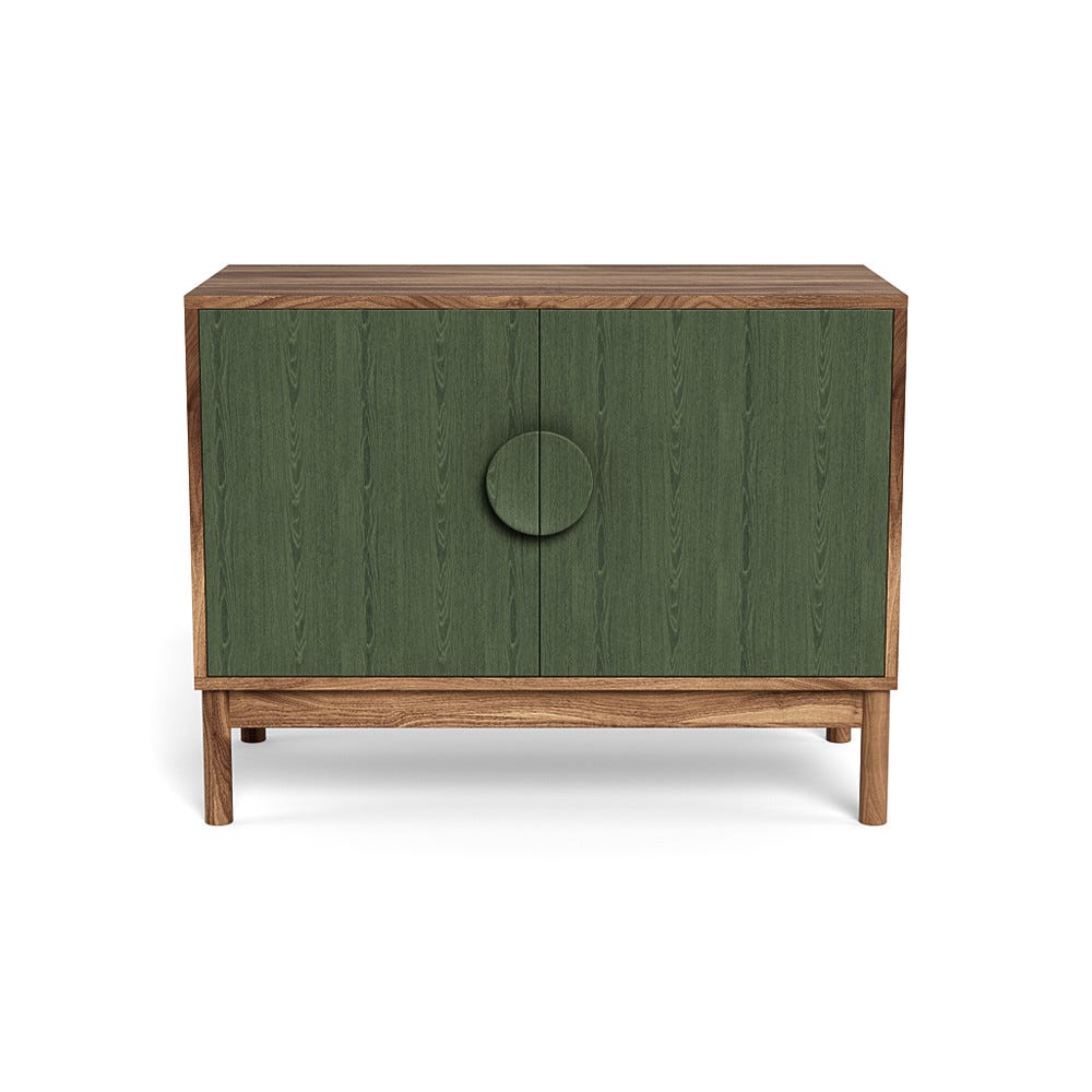 Heal's Tinta Small Sideboard Walnut Carcass Green Stain Doors