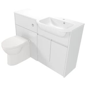 Deccado Clifton Bright White Right Hand 1200mm Fitted Vanity & Toilet Pan Unit Combination with Right Hand Basin