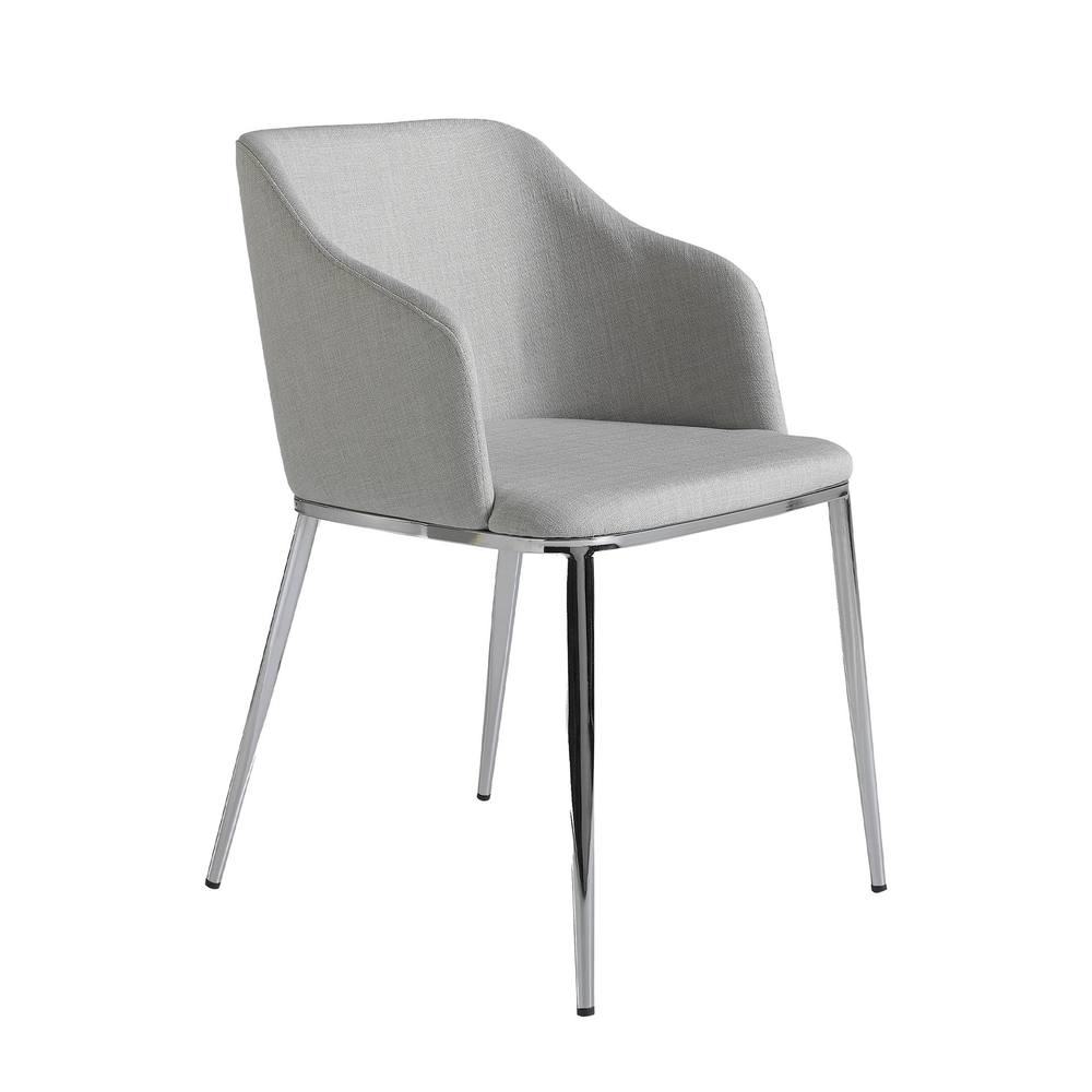 Angel Cerda Grey Upholstered Dining Chair - Chrome Stainless