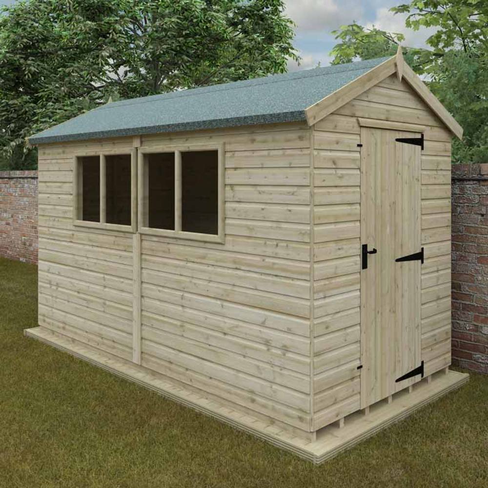 Buttercup Farm 12 x 6 Feet Apex Premier 16mm Shed - Solid Wood/Softwood/Pine in Natural 2