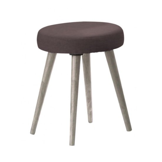 Rufford Wooden Dressing Table Stool Round In Grey Oak Effect