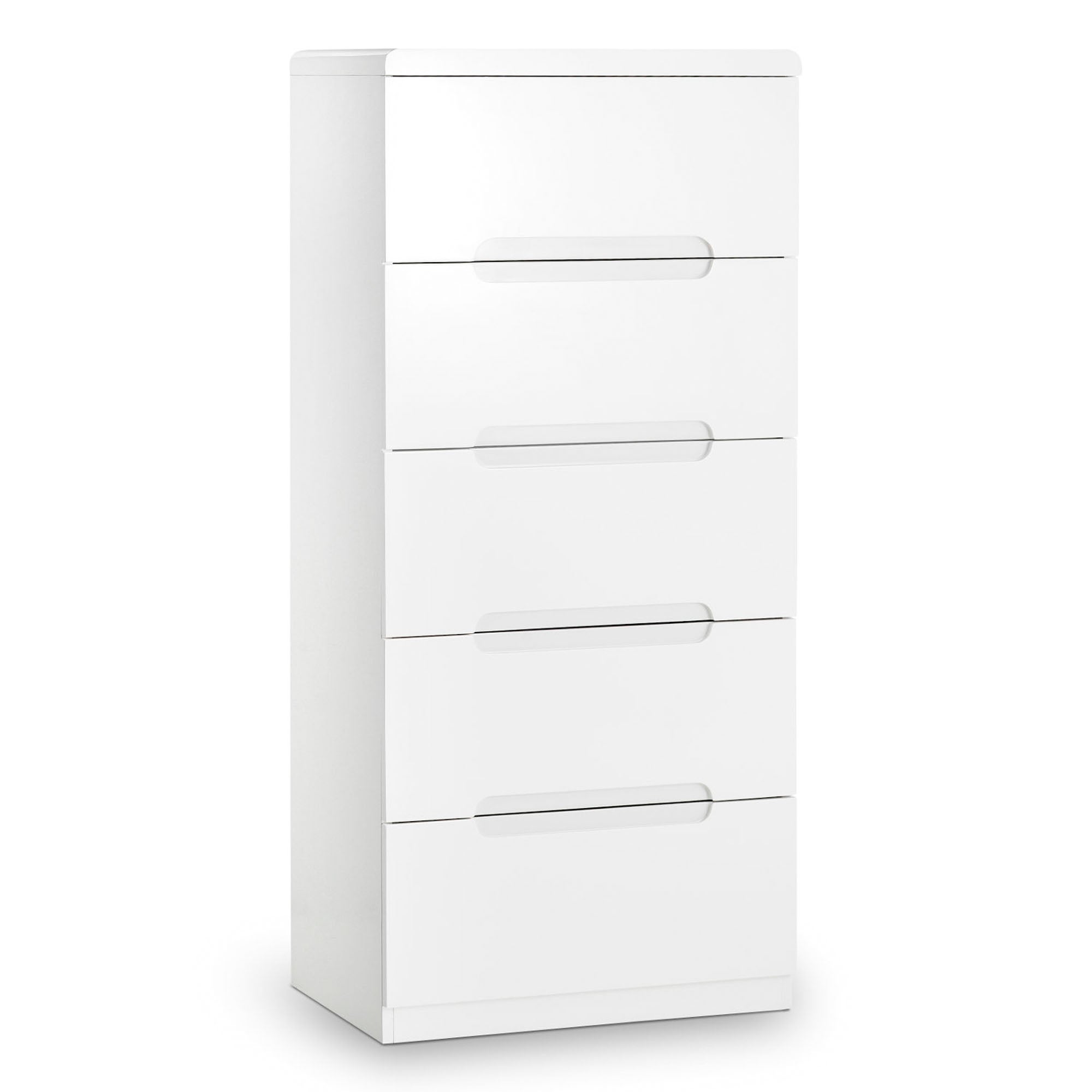 Manhattan White Narrow 5 Drawer Chest White
