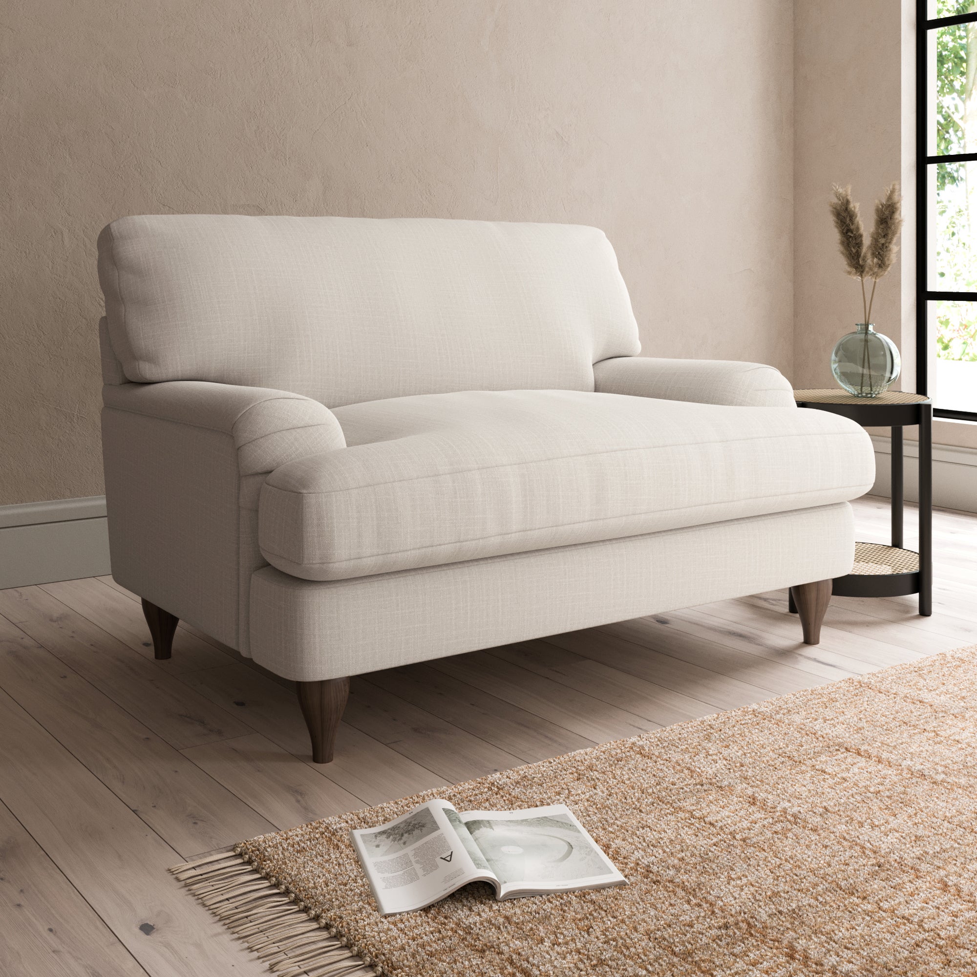 Darwin Slub Cotton Blend Snuggle Chair Slub Cotton Sandstone