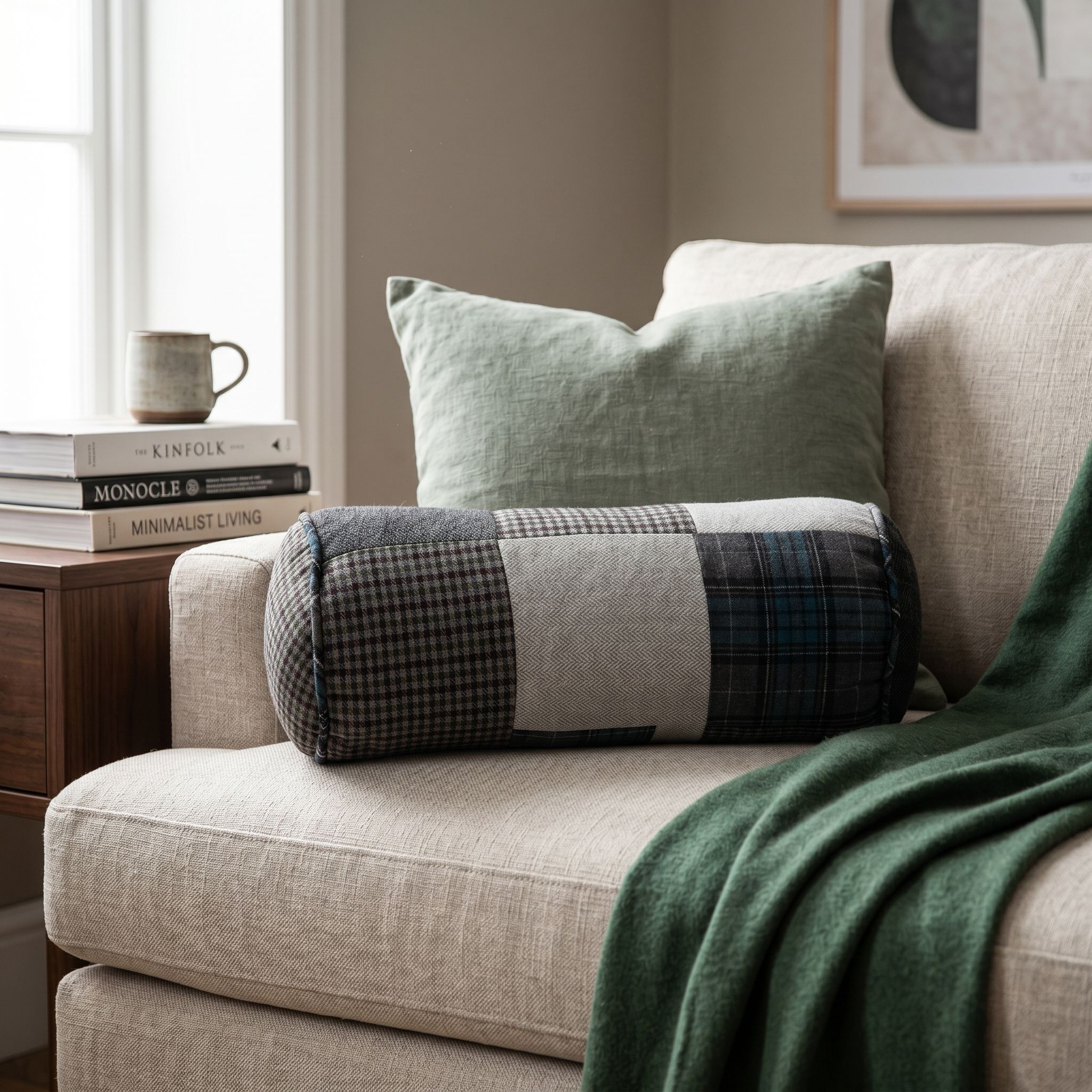 Orsina Heritage Patchwork Bolster Cushion in Black