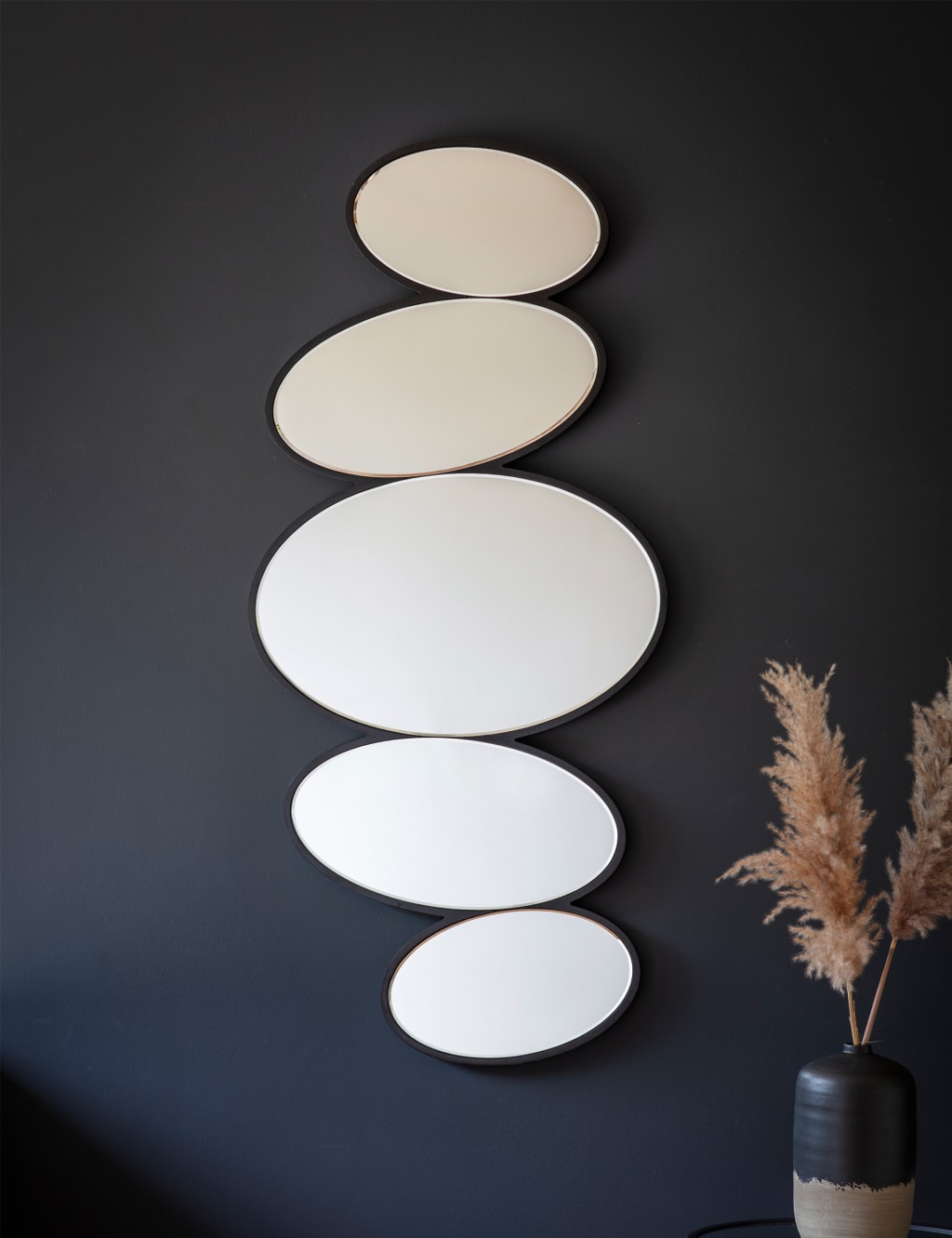 Gallery Direct Anderson Pebble Stack Extra Large Wall Mirror Black