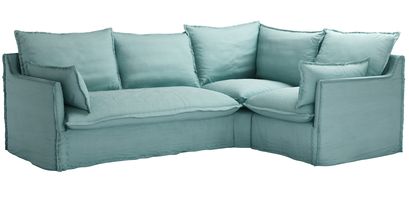 Isaac Asym: LHF 2 Seat Sofabed w RHF Single in Eucalyptus Smart Cotton - sofa.com