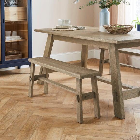 Enola Small Dining Bench, Rustic Oak