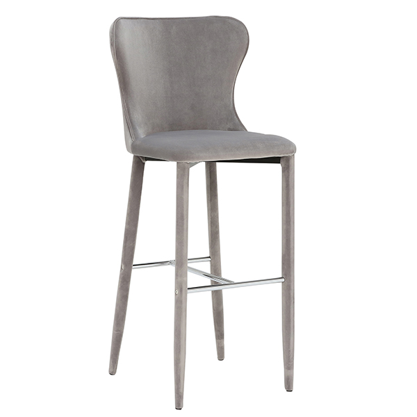 Howell Velvet Bar Stool  Smoke Grey