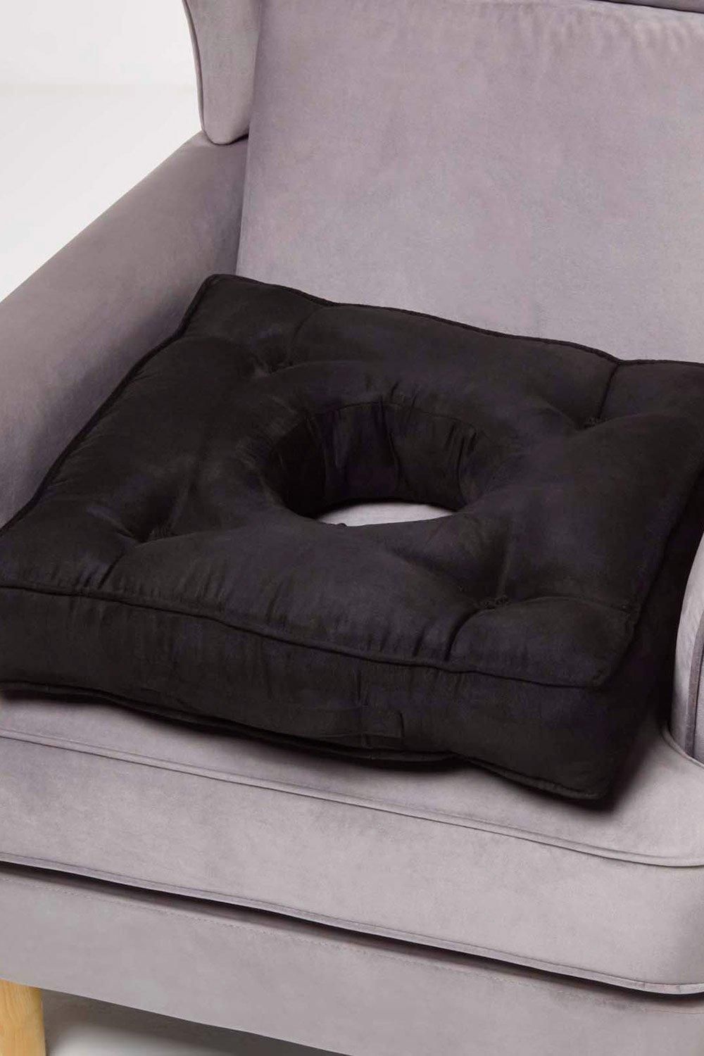 Homescapes Faux Suede Coccyx Cushion in Black