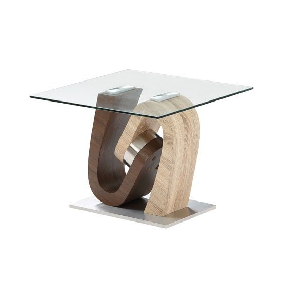 Tripoli Lamp Table In Clear Glass Top With Stainless Steel Base