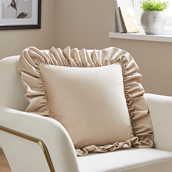 Recycled Velour Oversized Frill Square Cushion