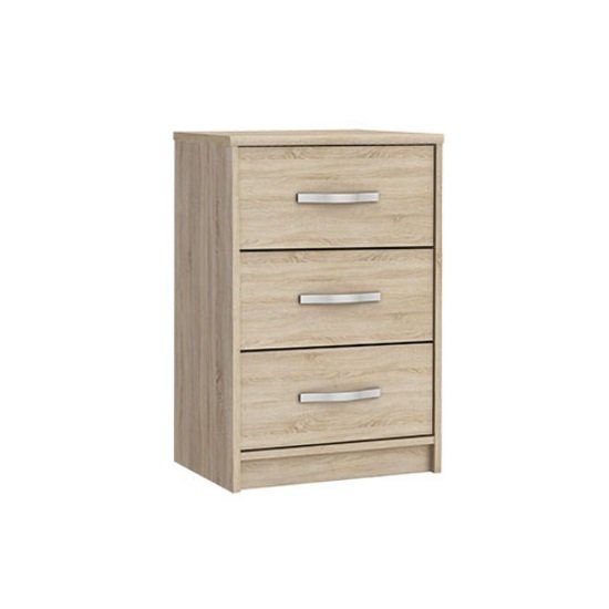 Birlea Wooden Bedside Cabinet In Brushed Oak With 3 Drawers