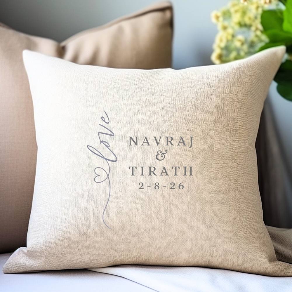 Aye Do Gifts Personalised Script Love Heart Cushion in Cream
