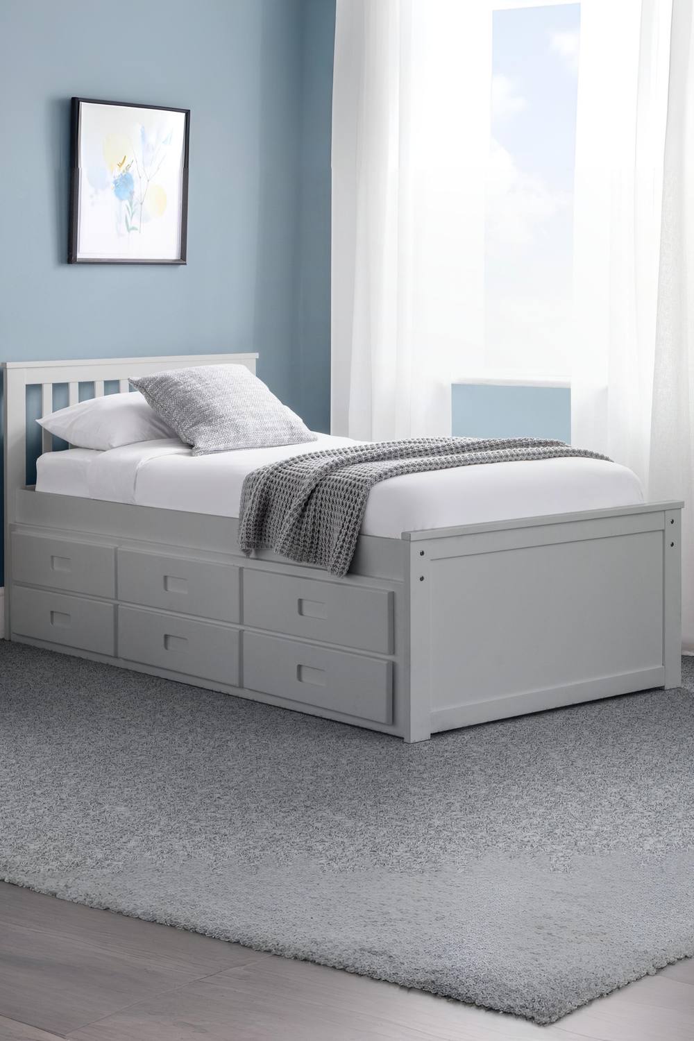 Julian Bowen Maisie Bed with Underbed & Storage Drawers in Grey