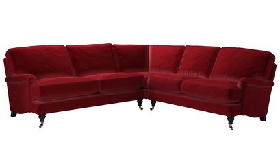 Bluebell Asym. Crn: LHF 2.5 Seat w RHF 2 Seat in Claret Cotton Matt Velvet - sofa.com