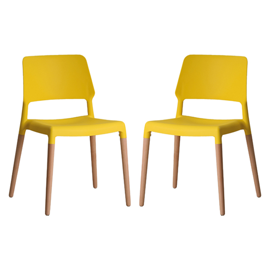 Riva Yellow Finish Dining Chairs In Pair