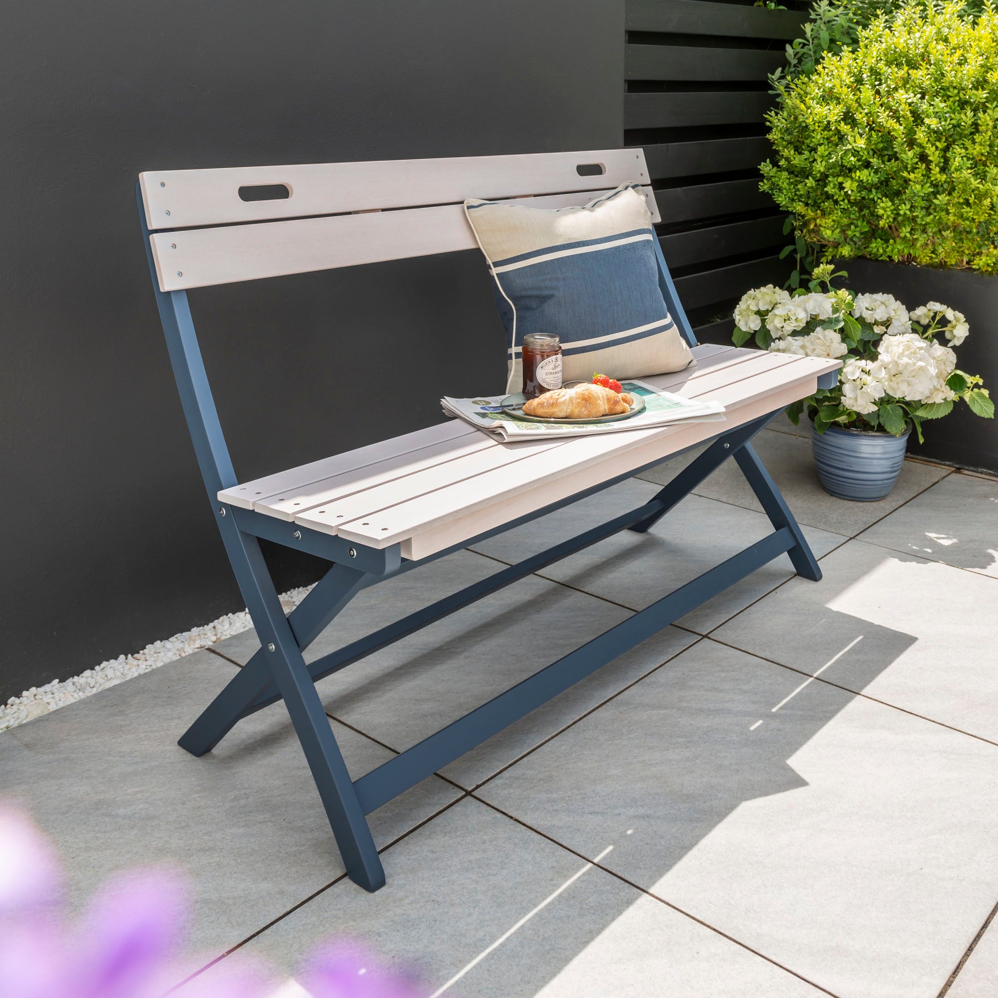 Galaxy 2 Seater Folding Bench Light Grey
