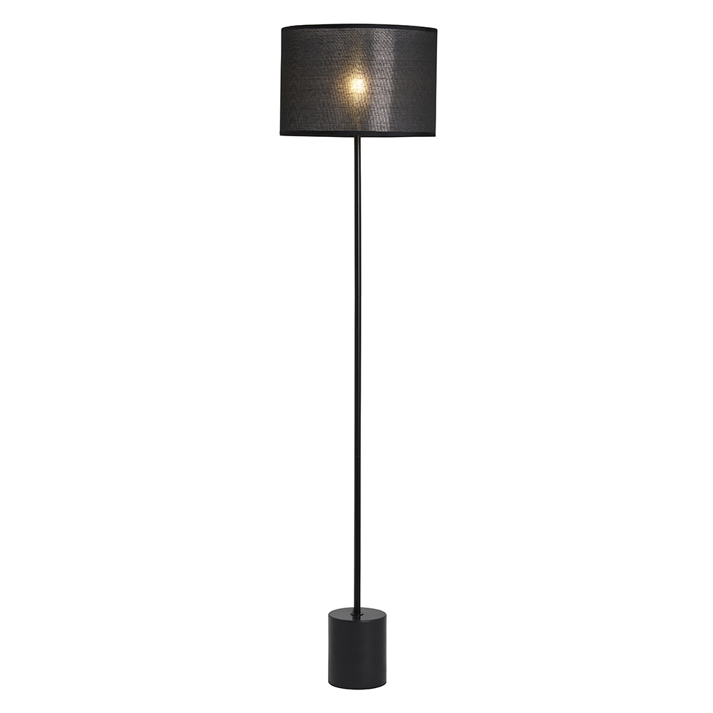 Oliver Marble Base Floor Lamp with Shade, Black