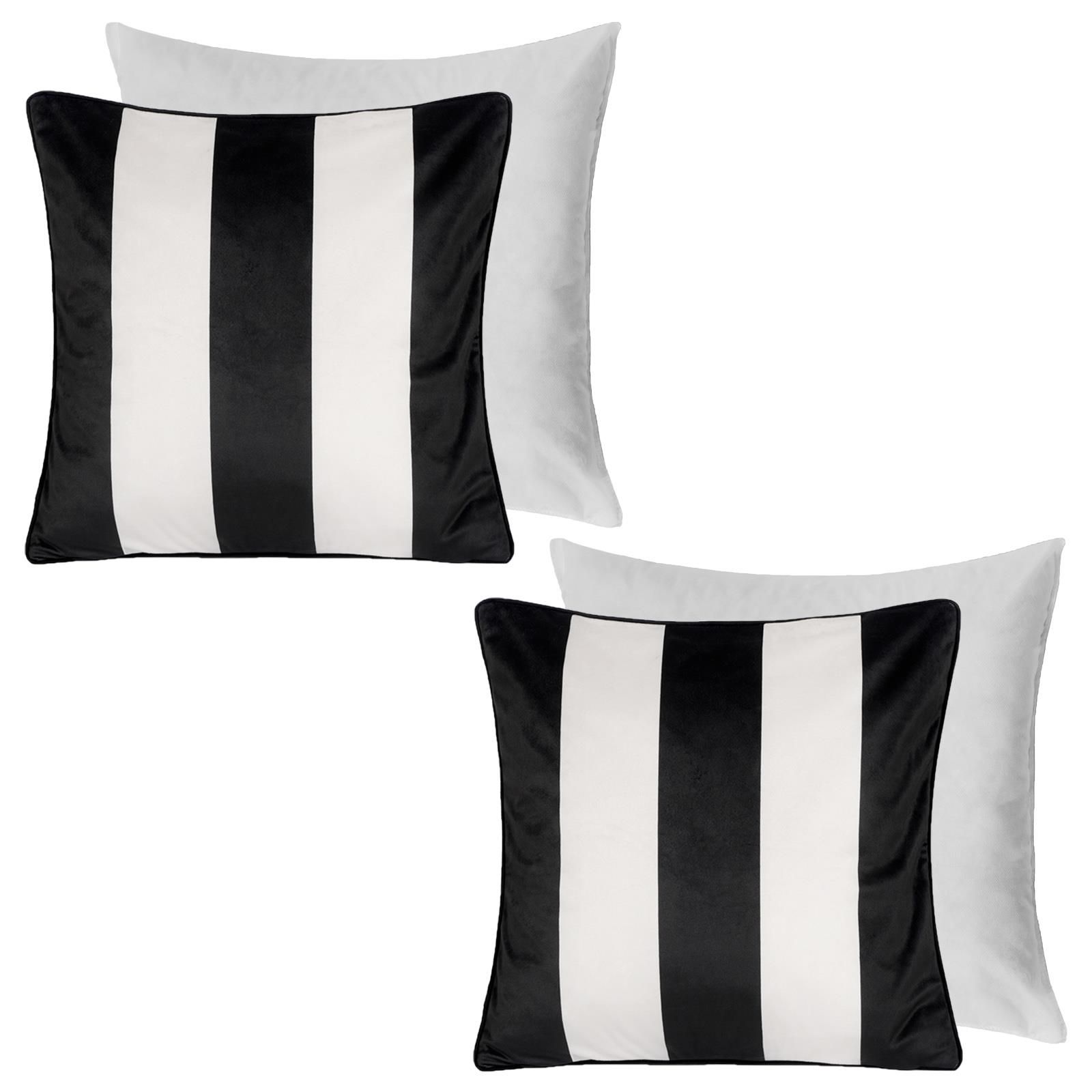 OHS 2 Pack Stripe Matte Velvet Filled Cushion Covers in White