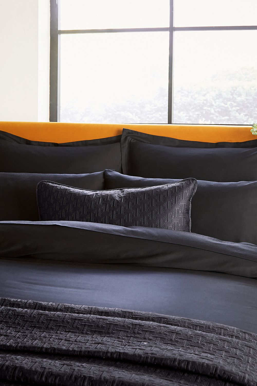 Ted Baker 'TB Plain Dye' Cotton Sateen Square Oxford Pillowcase in Black 3