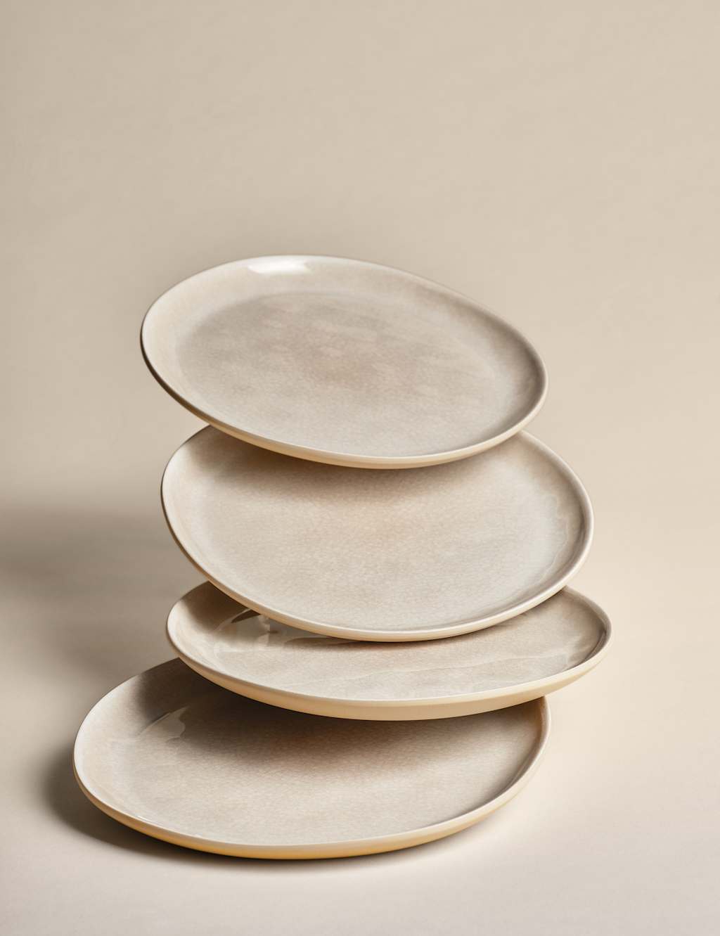 M&S Set of 4 Linen Reactive Picnic Side Plates Natural