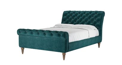 Knightsbridge Double Bed in Jade Smart Velvet - sofa.com
