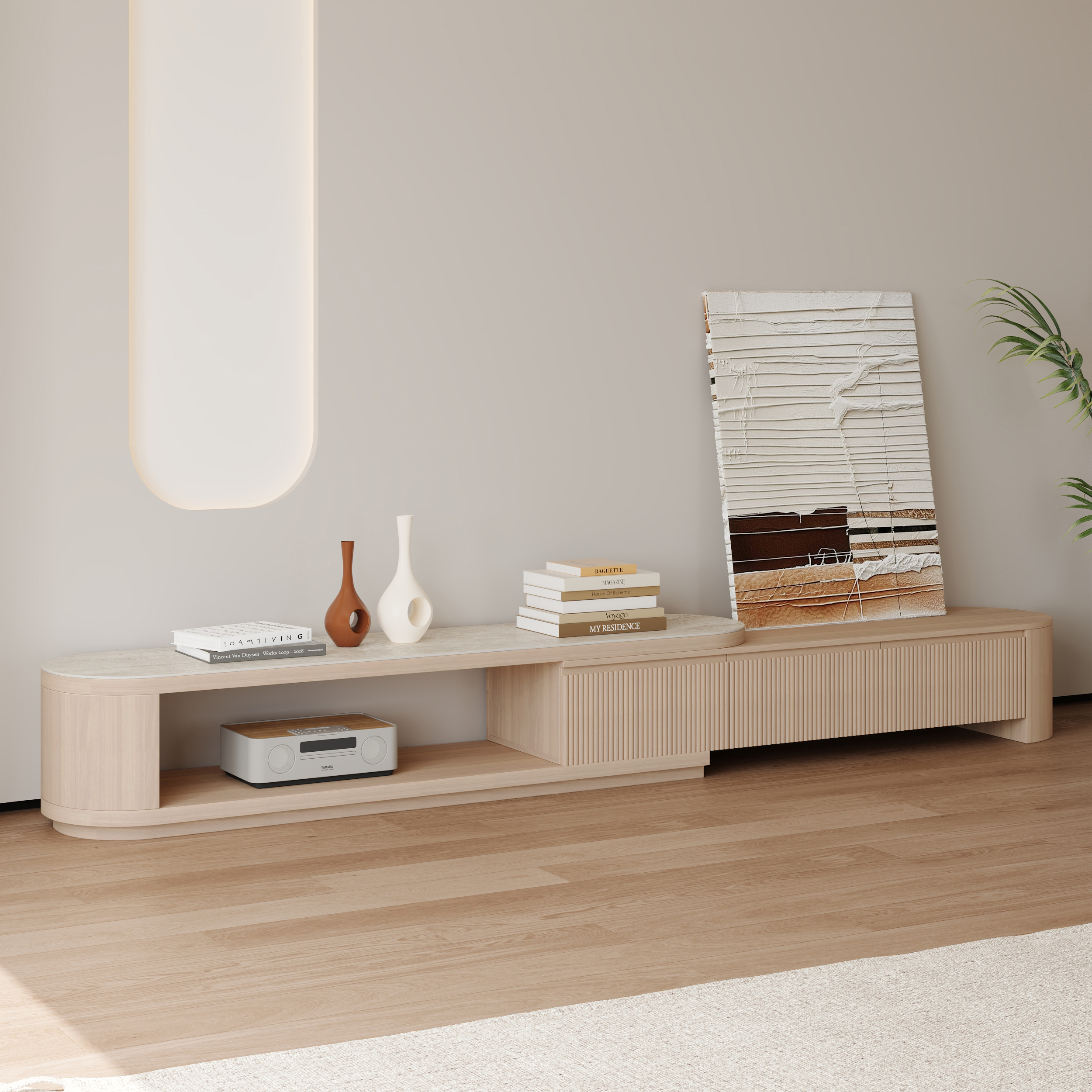 Velar Extendable Sintered Stone Top TV Stand with 3 Drawers (180 - 290 cm)
