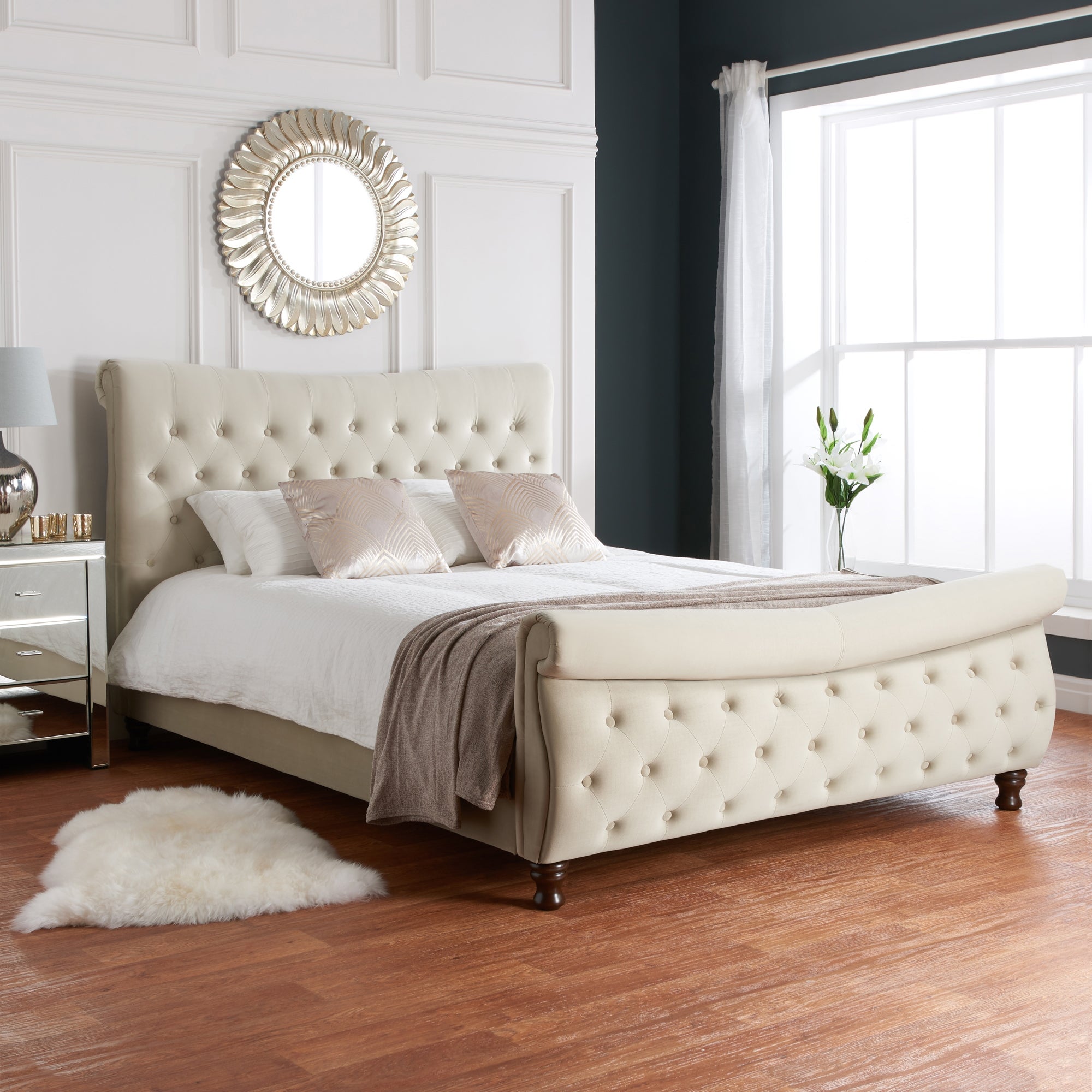 Copenhagen Fabric Bed Frame Beige