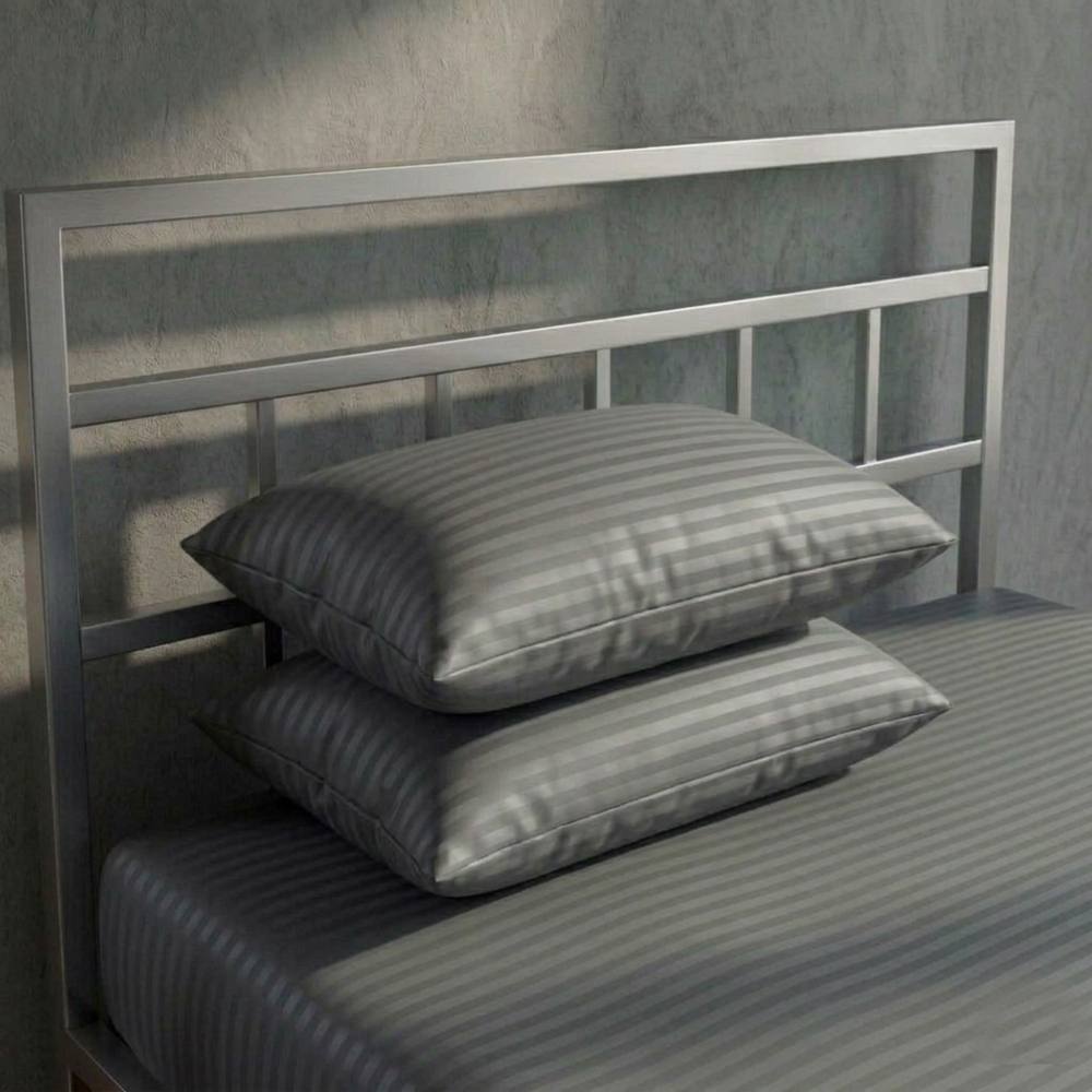 Snug City Luxury 250TC Housewife Satin Stripe Pillowcase Pair Soft Touch in Grey