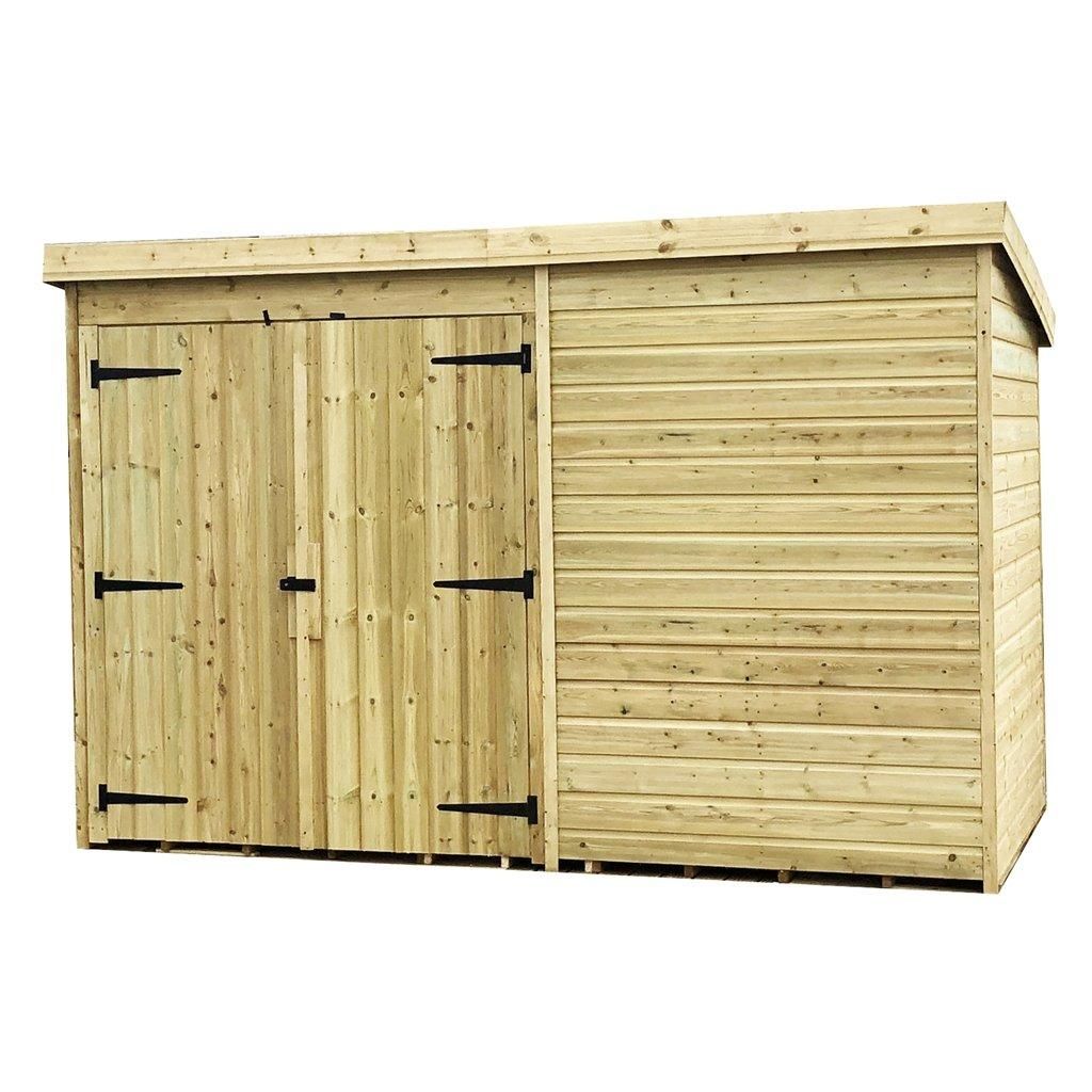 Marlborough 9 x 4 Pressure Treated Pent Garden Shed with Double Doors in Natural 5