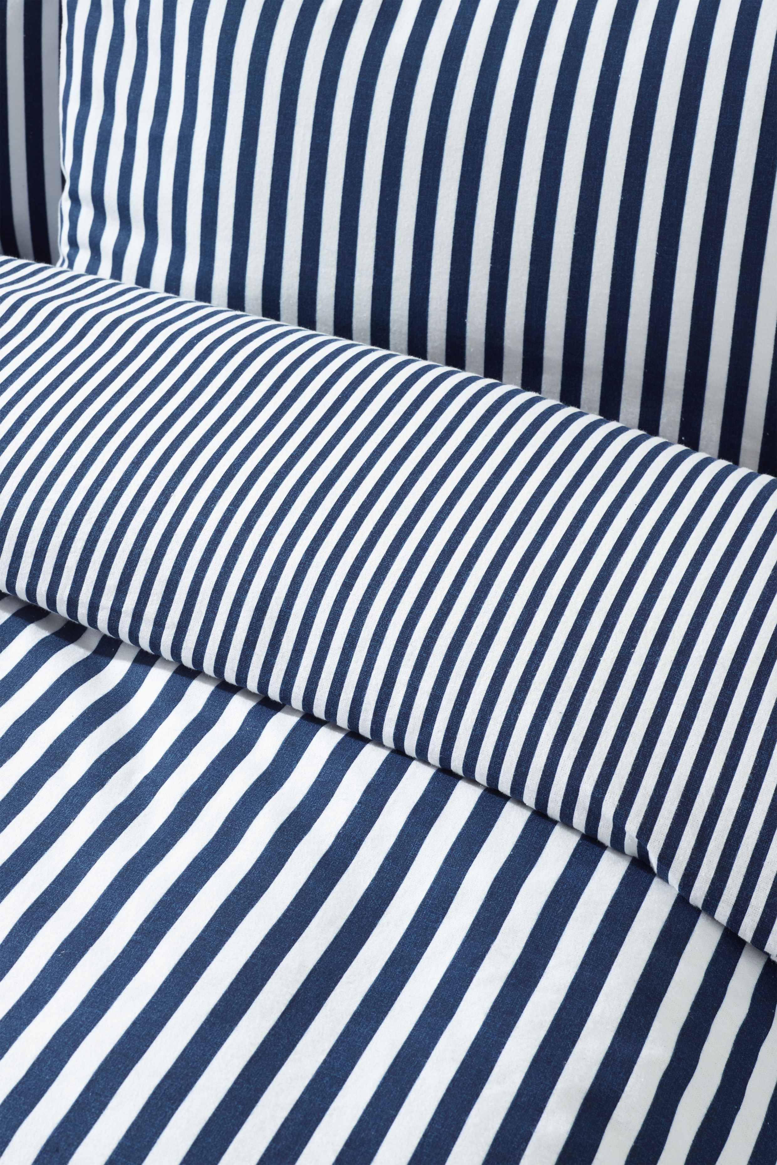 Catherine Lansfield Brushed Stripe 100% Cotton Duvet Cover Set in Navy 4