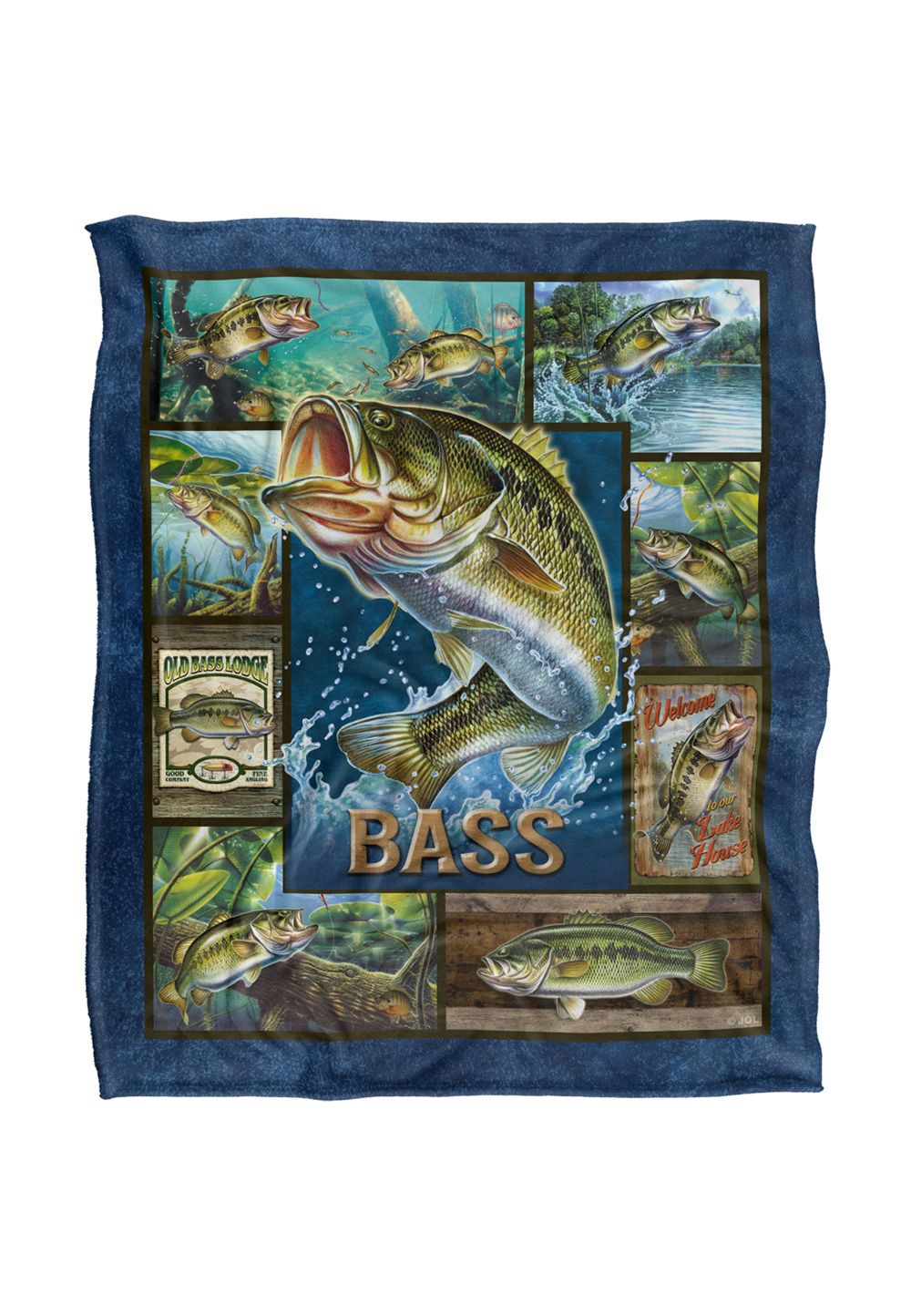 JQ Licensing Bass Fishing Silky Touch Super Soft Throw Blanket 152 X 127 cm in White