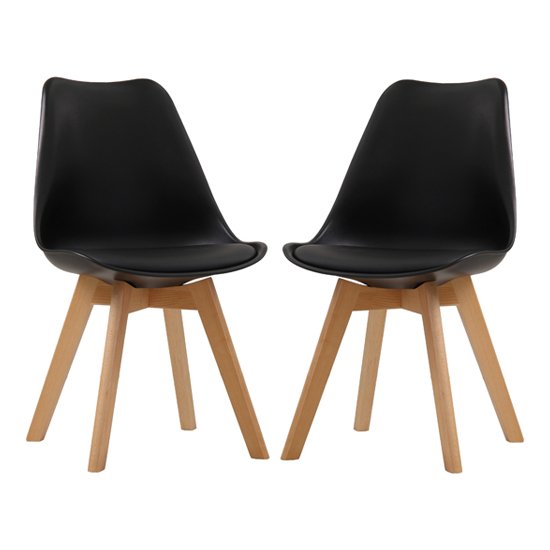 Louvre Black Finish Dining Chairs In Pair