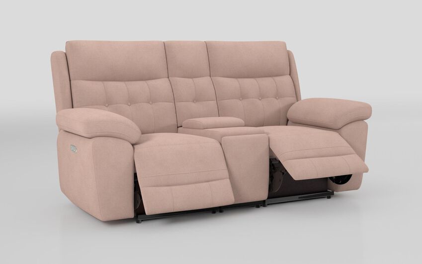 Pink Fabric Belford 2 Seater Power Sofa with Console