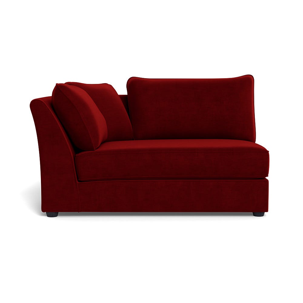 Heal's Tailor Large Curved Left Hand Facing Corner Unit Smart Luxe Velvet Mulberry Black Feet