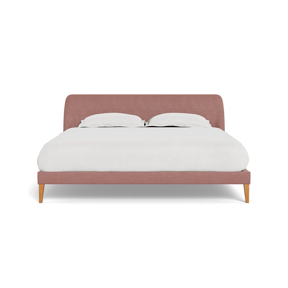 Heal's Wallis Bedstead Super King Smart Luxe Velvet Dusky Pink Stained Oak Feet 2