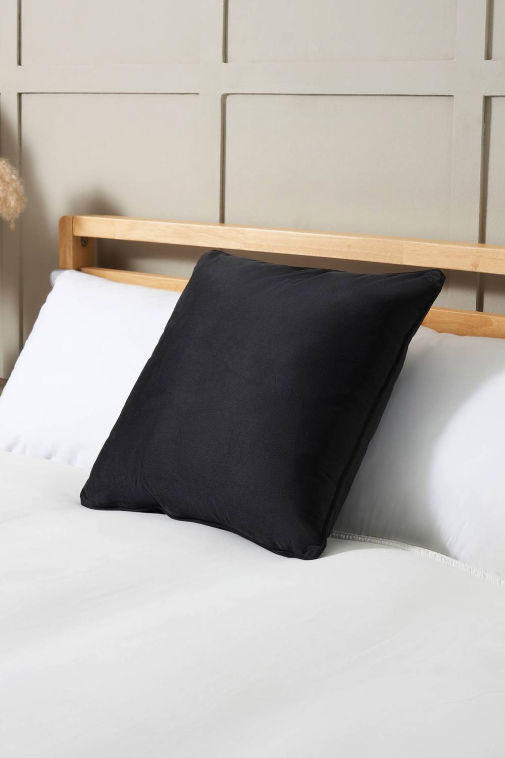 BHS Small Velour Piped Cushion in Black
