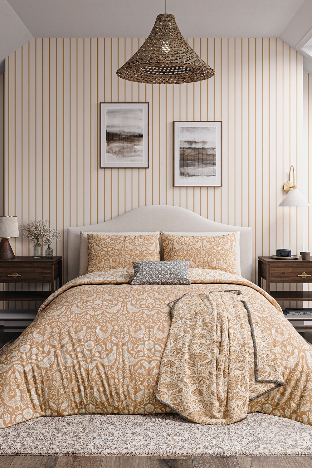 Helena Springfield 'Pheasants' Cotton Duvet Cover Set in Copper