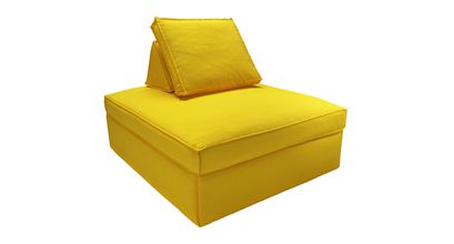 Harry Large Pouffe with bolster cushion in Canary Cotton Matt Velvet - sofa.com