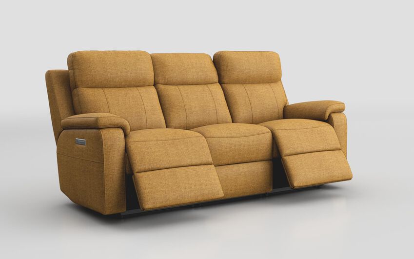 Yellow Fabric Calboli 3 Seater Power Recliner Sofa with Power Head Tilt & Lumbar