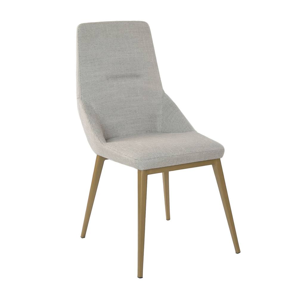 Angel Cerda Light Grey Fabric Dining Chair with Dark Gold Legs