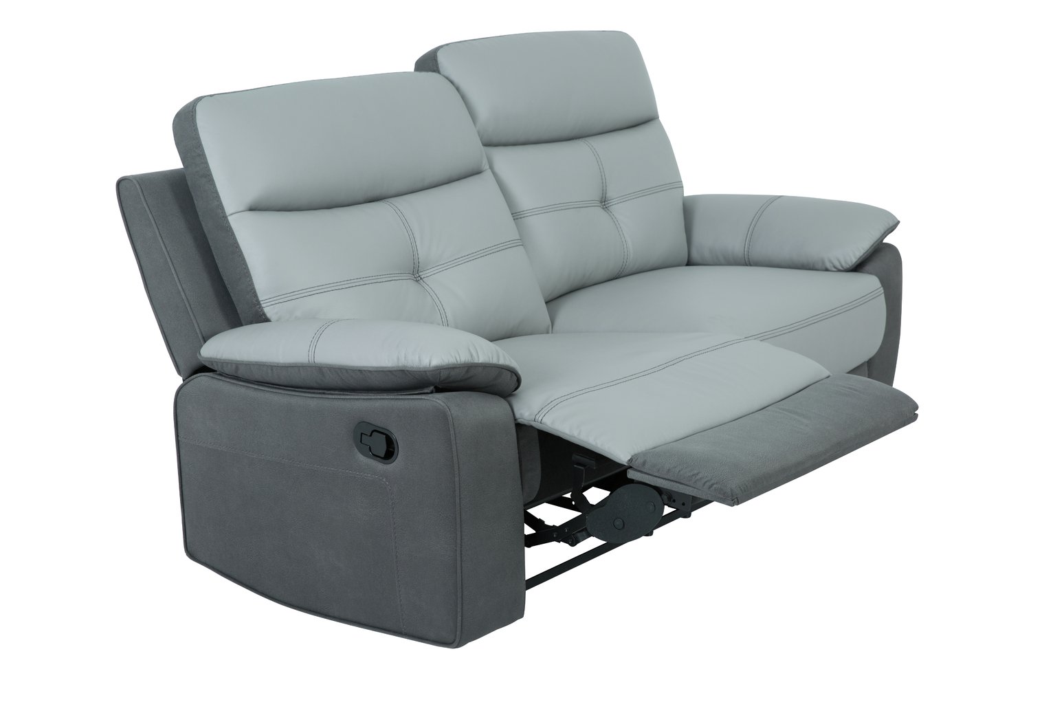 Argos Home Charles 3 Seater Leather Mix Recliner Sofa - Grey