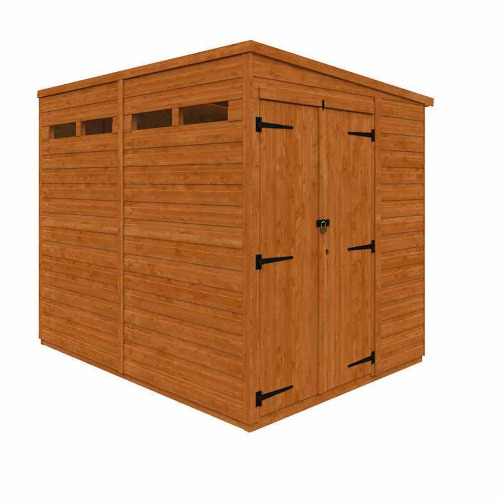 Buttercup Farm 8x6 Flex Pent Security Doubel Door 12mm Flex - L238.8 x W175 x H203 cm in Burnt Orange