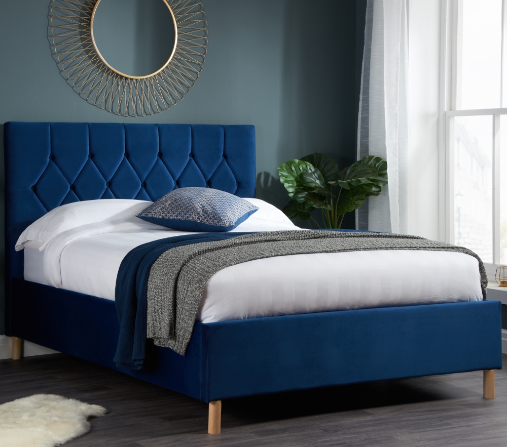 Loxley Blue Velvet Bed Frame - 4ft Small Double