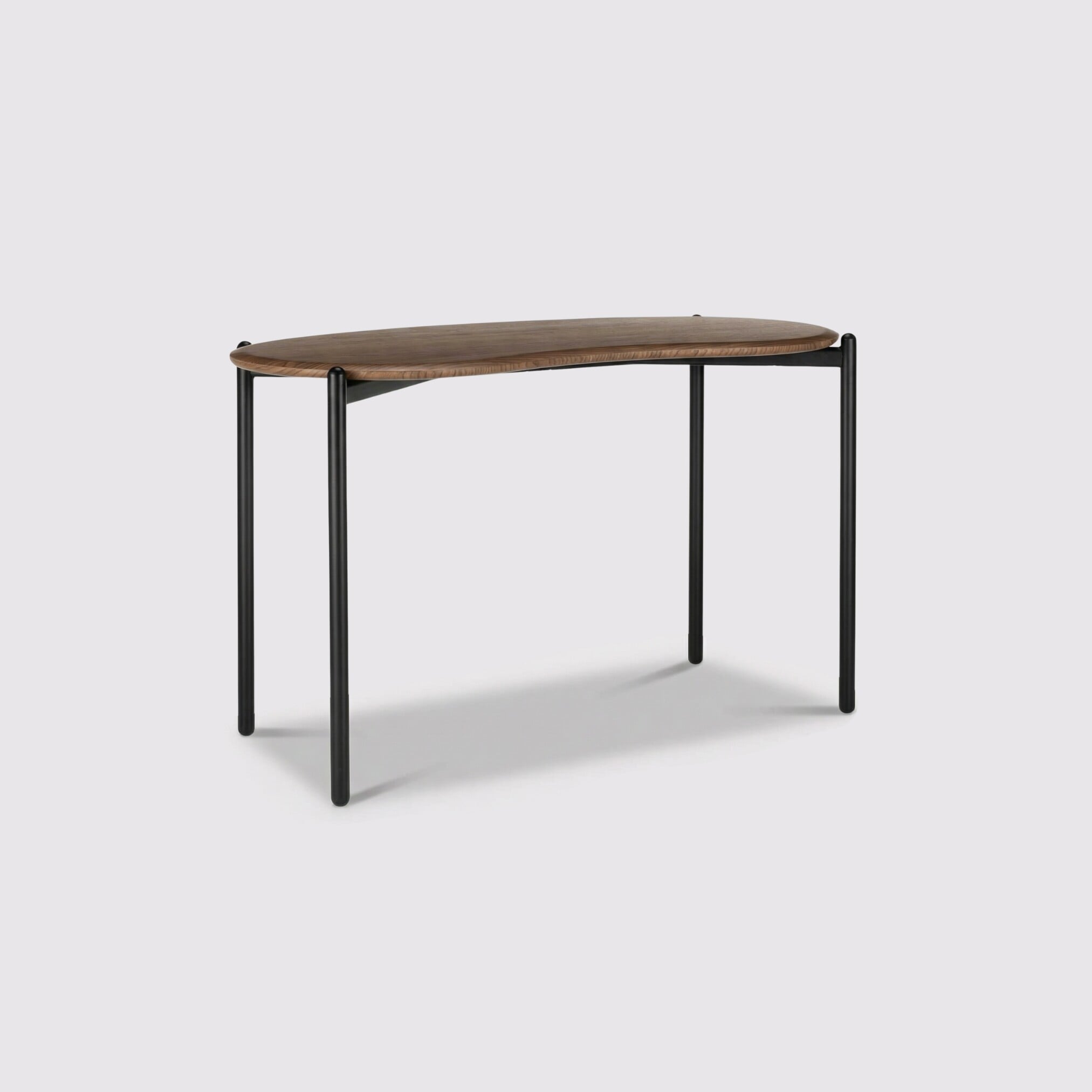Kartell Lunat Desks 119x59x73 Walnut/Black, Round, Wood | Barker & Stonehouse