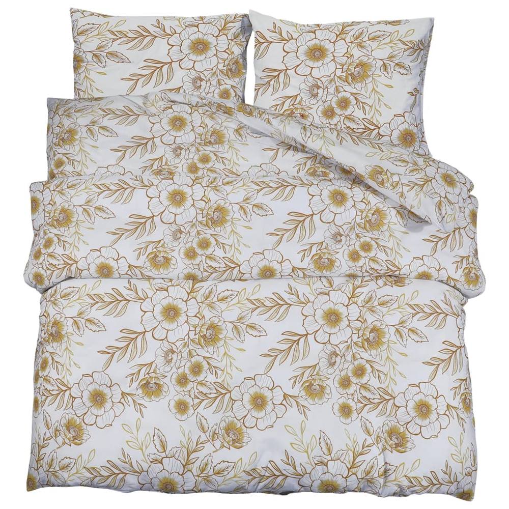 Berkfield Home Duvet Cover Set White & Brown 220x240 cm Cotton